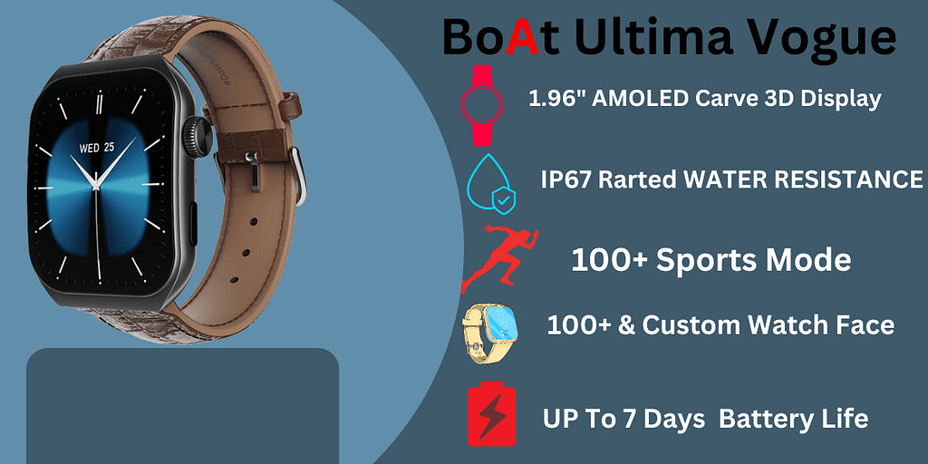 BoAt Ultima Vogue- Smartwatch: A sleek and stylish smartwatch designed by BaAt with advanced features.