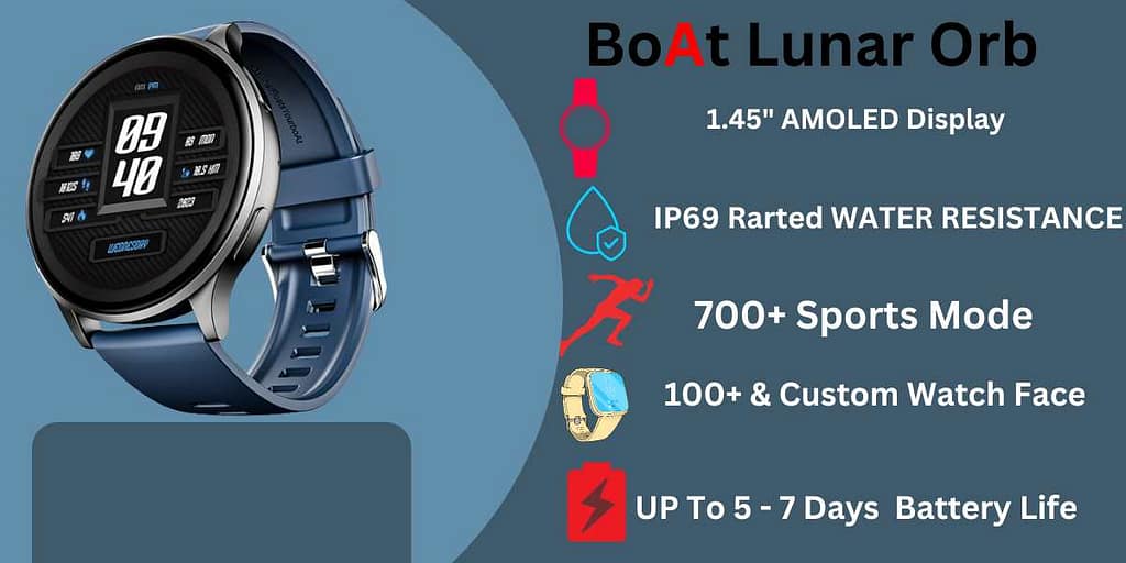 BoAt Lunar Orb- Smartwatch: A sleek and stylish smartwatch designed by BaAt with advanced features.