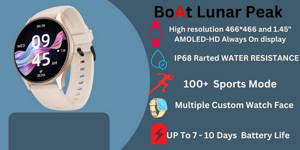 BoAt Lunar Peak - Smartwatch: A sleek and stylish smartwatch designed by BaAt with advanced features.