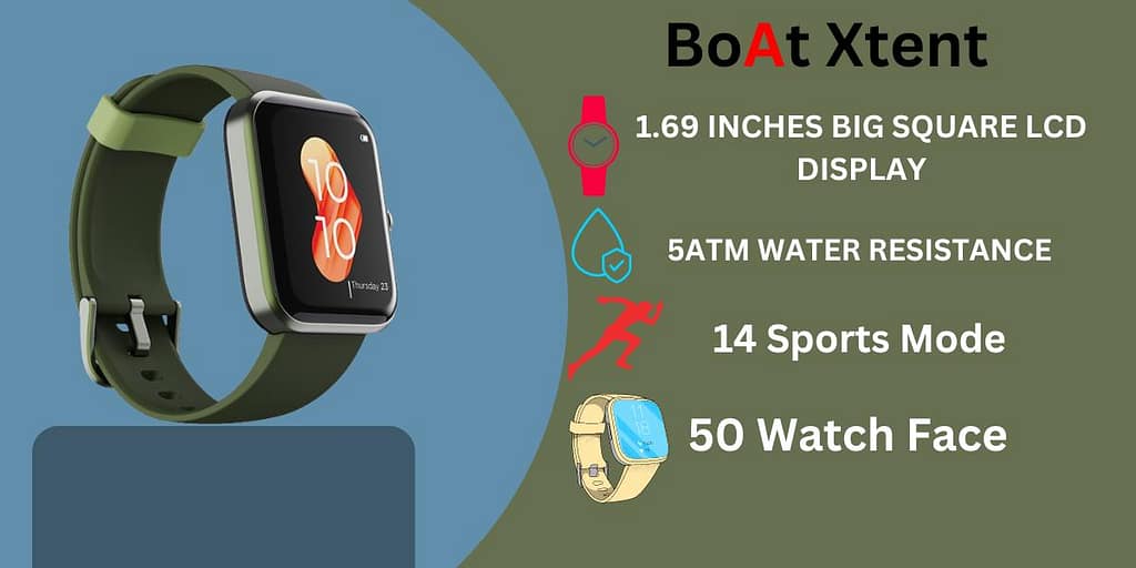 Stylish BaAt Xtent Smartwatch with heart rate monitor, GPS, and notifications for active lifestyle.