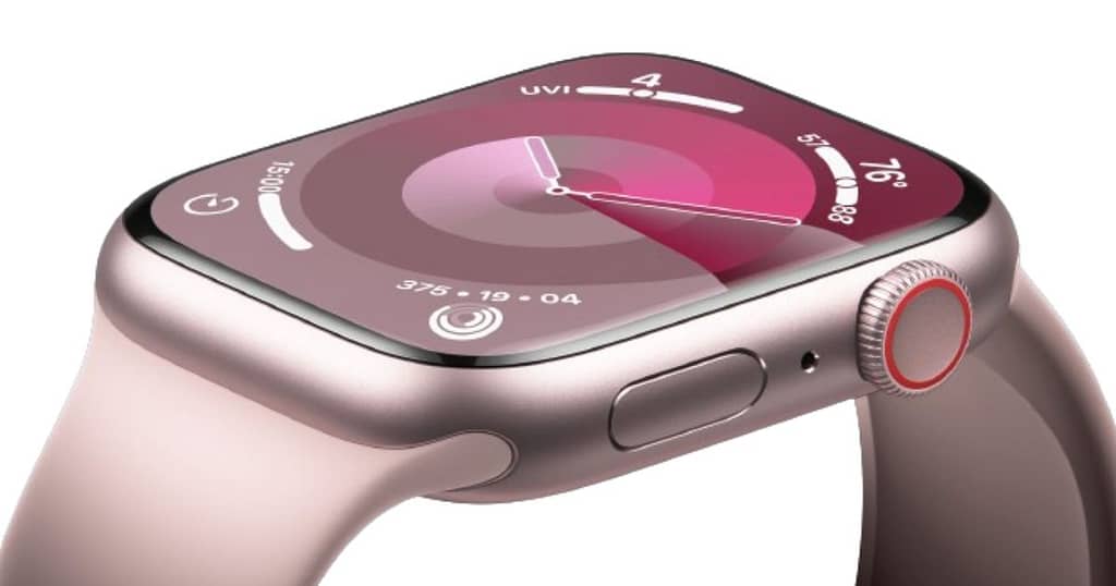 3. Apple Watch Series 9 featuring a pink display.